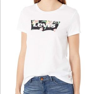 Levi’s White Floral Logo Tee